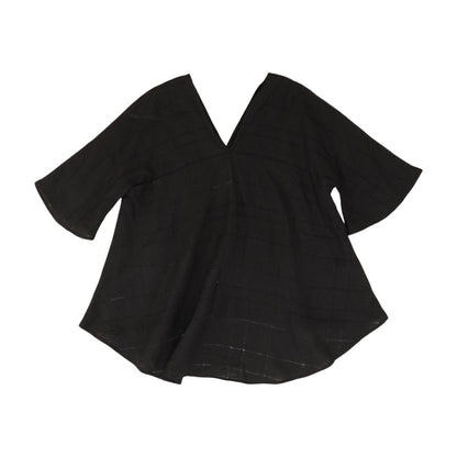 Black Solid Short Sleeve Blouse
