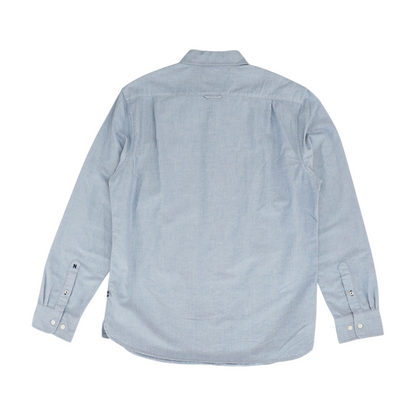 Blue Solid Long Sleeve Button Down