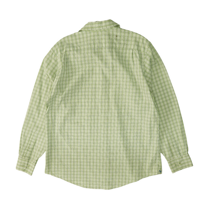 Green Plaid Long Sleeve Button Down