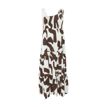 Beige Animal Print Midi Dress