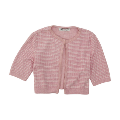 Pink Check Cardigan Sweater