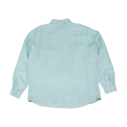 Blue Houndstooth Long Sleeve Button Down