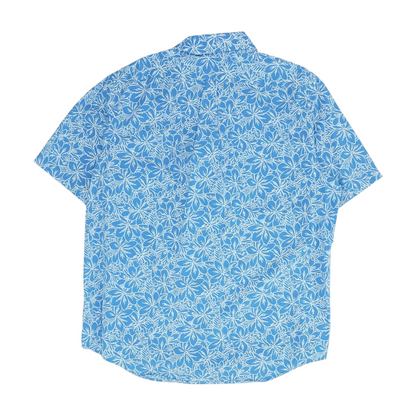 Blue Floral Short Sleeve Button Down
