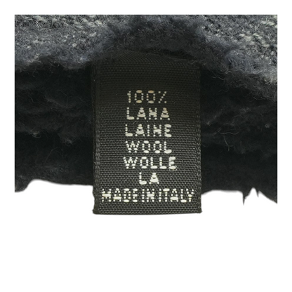 Navy 100% Wool Jacquard GG Supreme Fringe Scarf