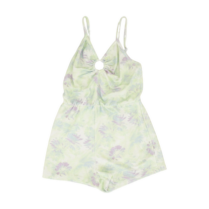 Green Floral Sleeveless One-Piece