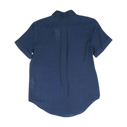 Navy Solid Short Sleeve Button Down