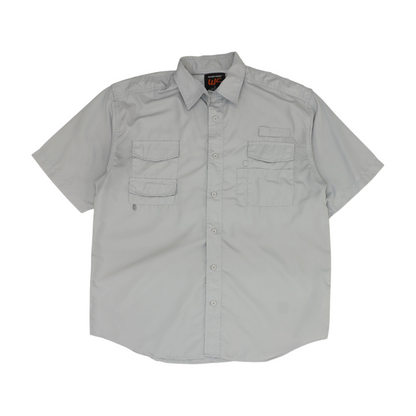 Gray Solid Short Sleeve Button Down