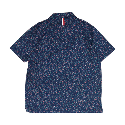 Navy Print Short Sleeve Polo