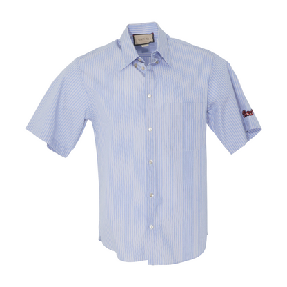 Blue Striped Short Sleeve Button Down