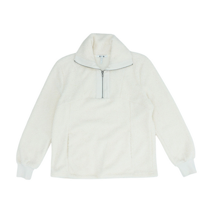Cream Solid 1/4 Zip Pullover