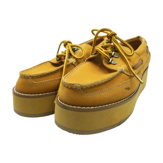Tan Lace-Up Flats