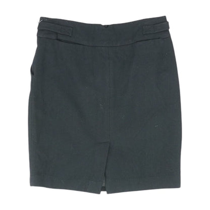 Black Solid Midi Skirt