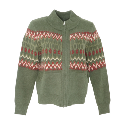 Green Print Cardigan Sweater