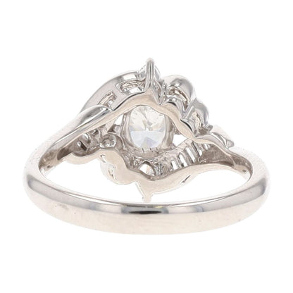 1.00 Ct Platinum Round, Baguette, And Oval Center Diamond Engagement Ring