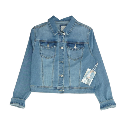 Blue Solid Denim Jacket
