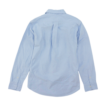 Blue Solid Long Sleeve Button Down