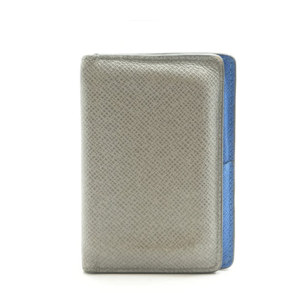 Gray Taiga Leather Pocket Organizer with Blue Interior