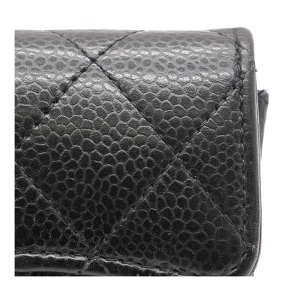 Classic Flap Card Holder in Black Leather