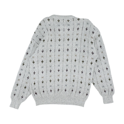 Gray Print Pullover Sweater