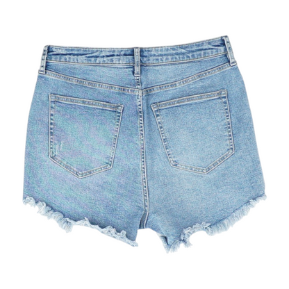 Blue Solid Denim Shorts