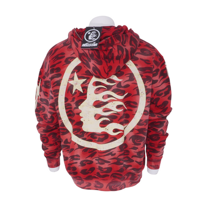 Red Cheetah Zip-Up Hoodie Jacket