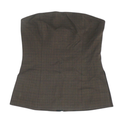 Brown Plaid Cropped Blouse