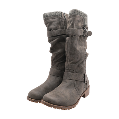 Gray Knee-High Boots