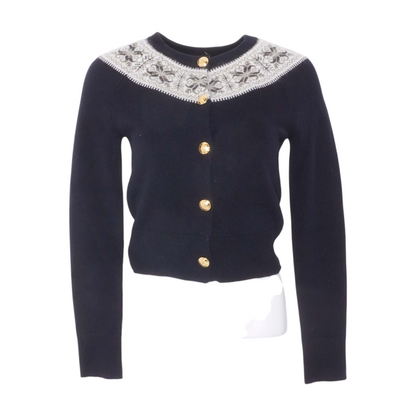 Navy Josefa Fair Isle Cashmere Cardigan