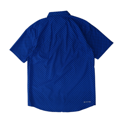 Blue Geometric Short Sleeve Button Down