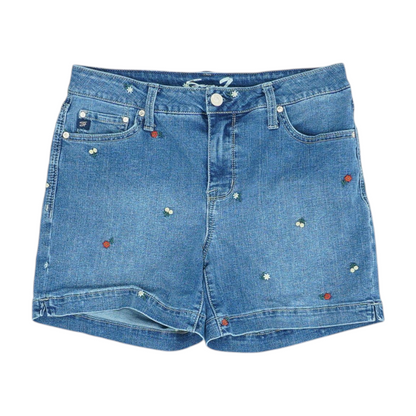 Blue Solid Denim Shorts