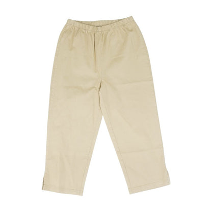 Beige Solid Capri Pants