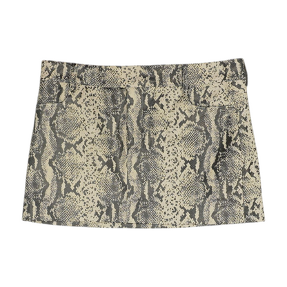 Gray Animal Print Mini Skirt