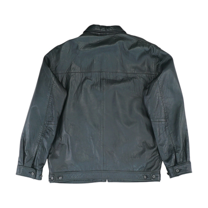 Black Solid Leather Jacket
