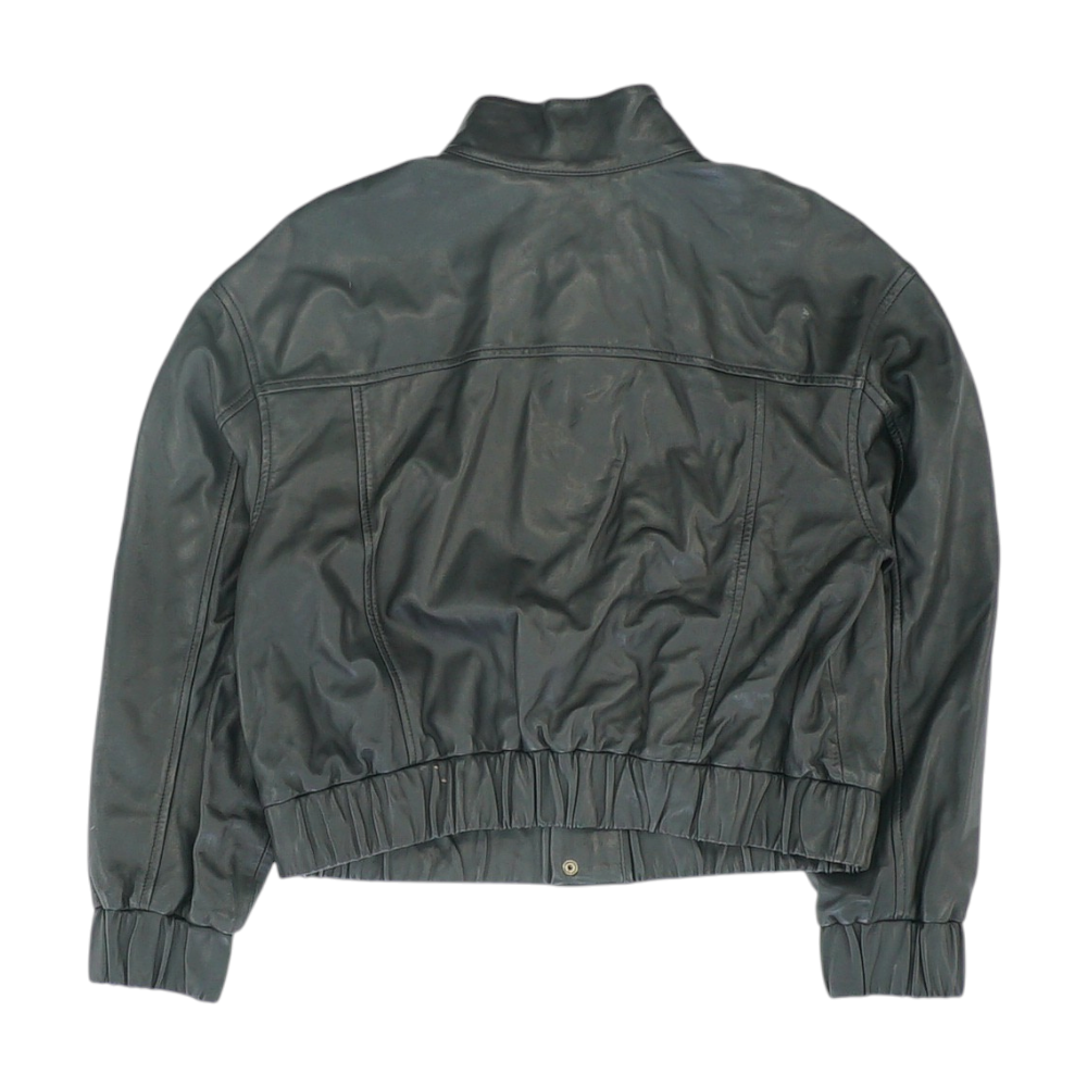 Black Solid Leather Jacket