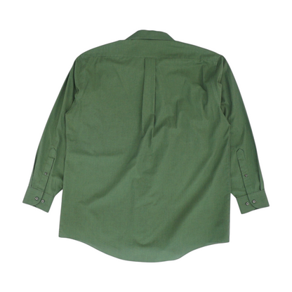 Green Solid Long Sleeve Button Down