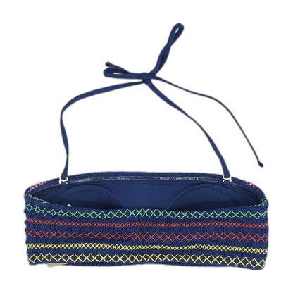 Navy Striped Swim Top