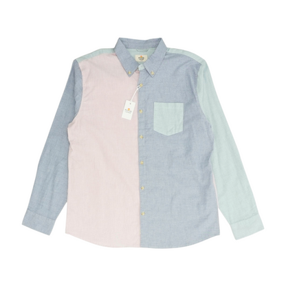 Multi Color Block Long Sleeve Button Down