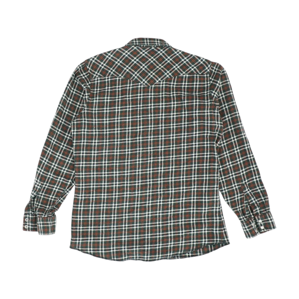 Wrangler Green Plaid Flannel Button Down – Image 2