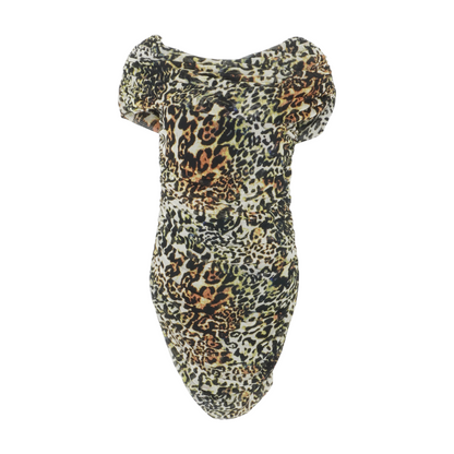 Beige Animal Print Mini Dress