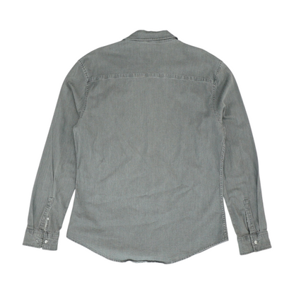 Gray Solid Long Sleeve Button Down