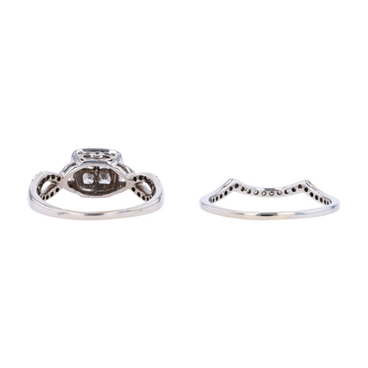 3/4 ctw 14K White Gold Diamond Engagement Ring Set