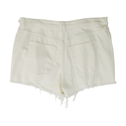 White Solid Denim Shorts