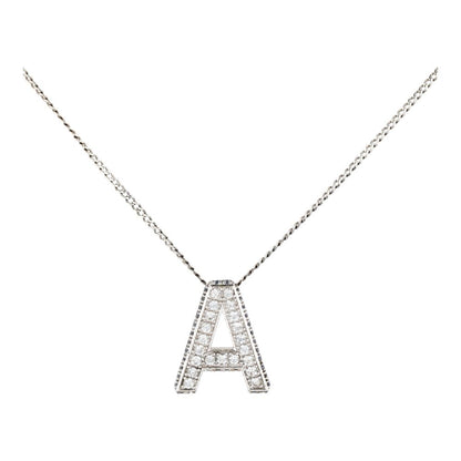 Sterling Silver Initial A With Diamond And Blue Stone Pave Pendant Necklace