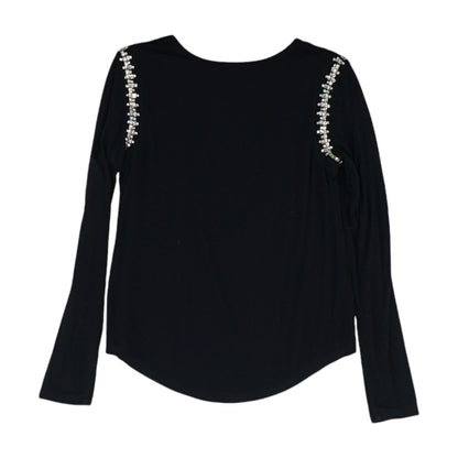 Black Solid Long Sleeve Blouse