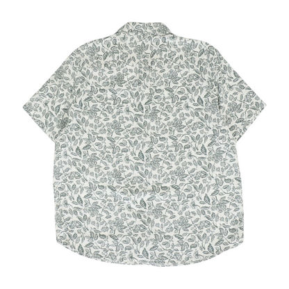 Green Floral Short Sleeve Button Down
