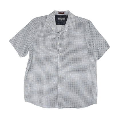 Blue Geometric Short Sleeve Button Down