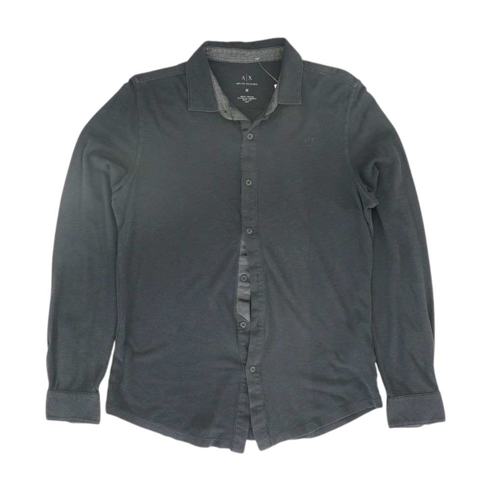Black Solid Long Sleeve Button Down