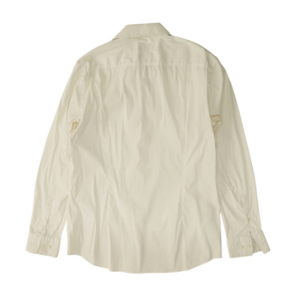 White Solid Long Sleeve Button Down