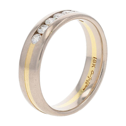 1/2 Ct 18K Two Tone White and Yellow Gold With Channel Set Round Diamond Band