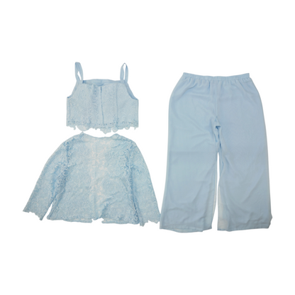 Blue Solid Pant Set